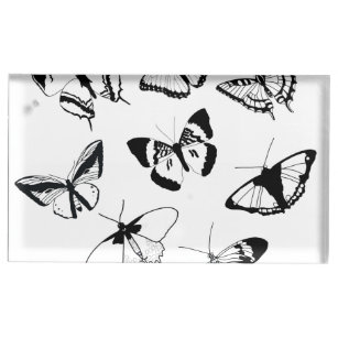 Schwarz-Weiß-Schmetterlinge-Hochzeit Platzkartenhalter