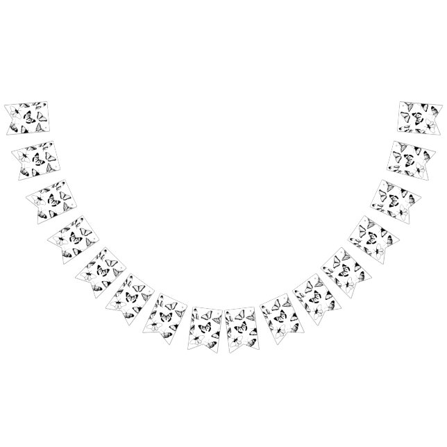 Schwarz-Weiß-Schmetterlinge Hochzeitsbrille Wimpelkette (Alle)