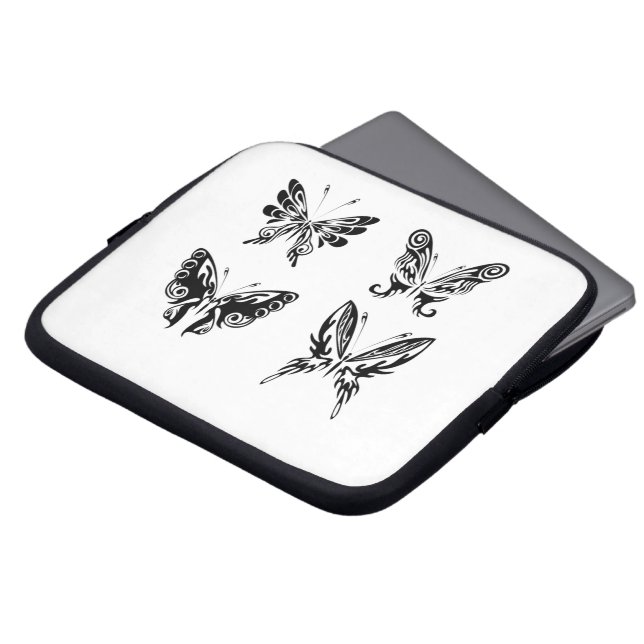 Schwarz-Weiß-Schmetterlinge Laptopschutzhülle (Vorne Oben)