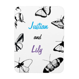 Schwarz-Weiß-Schmetterlinge Magnet