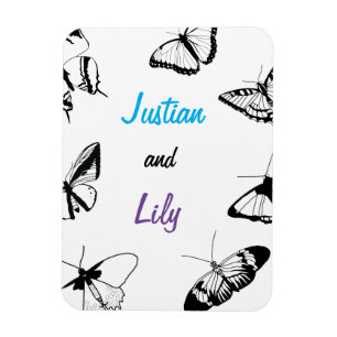 Schwarz-Weiß-Schmetterlinge Magnet