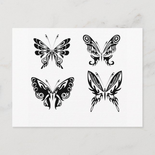 Schwarz-Weiß-Schmetterlinge Postkarte (Vorderseite)