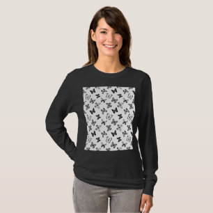 Schwarz-Weiß-Schmetterlingsillustration Weiß T-Shirt