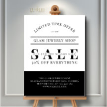 Schwarz-Weiß-Schmuck-Shop Ende der Verkaufsanzeige