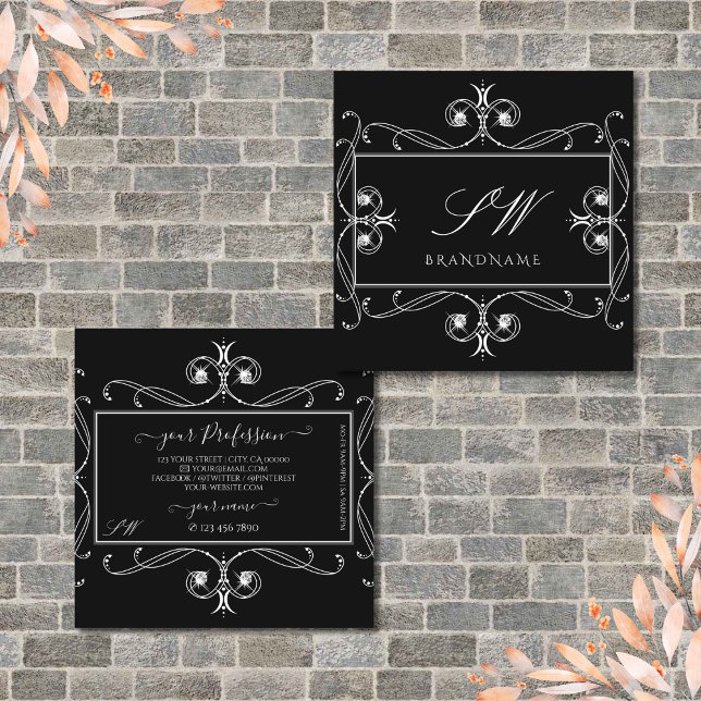 Schwarz-Weiß-Schmuckstücke Schmuckstücke Quadratische Visitenkarte (Von Creator hochgeladen)