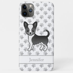 Schwarz-Weiß-Schnauzcoat Chihuahua Hund & Name Case-Mate iPhone Hülle