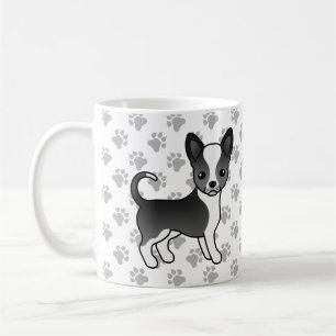 Schwarz-Weiß-Schnauze-Coat Chihuahua Hunde und Paw Kaffeetasse