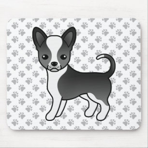 Schwarz-Weiß-Schnauze-Coat Chihuahua Hunde und Paw Mousepad