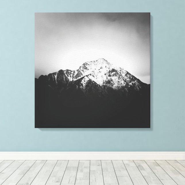 Schwarz-Weiß-Schneeberg Leinwanddruck (Insitu (Holzboden))