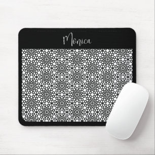 Schwarz-Weiß-Schneeflocken-Blume Mousepad