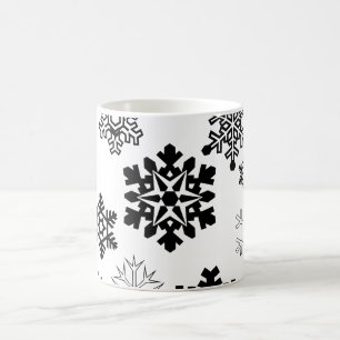 Schwarz-Weiß-Schneeflocken Kaffeetasse