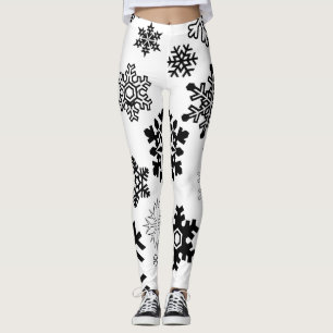 Schwarz-Weiß-Schneeflocken Leggings