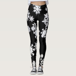 Schwarz-Weiß-Schneeflocken-Leggings Leggings
