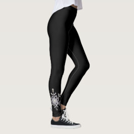 Schwarz-Weiß-Schneeflocken-Leggings Leggings