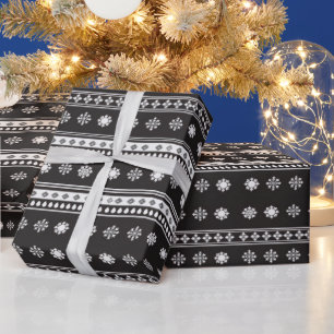 Schwarz-Weiß-Schneeflocken Moderne Weihnachten Geschenkpapier
