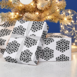 Schwarz-Weiß-Schneeflocken-Muster Geschenkpapier