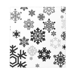 Schwarz-Weiß-Schneeflocken Notizblock