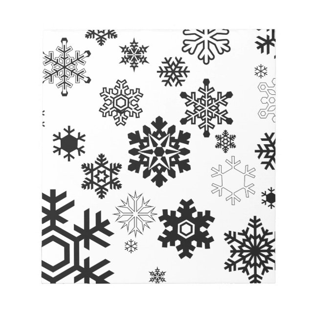 Schwarz-Weiß-Schneeflocken Notizblock (Vorderseite)