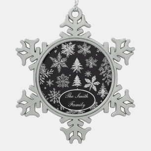 Schwarz-Weiß-Schneeflocken *Persönlich gestalten* Schneeflocken Zinn-Ornament