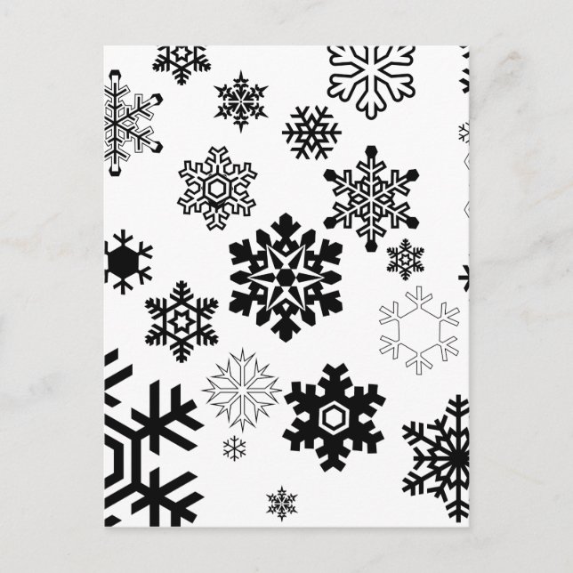 Schwarz-Weiß-Schneeflocken Postkarte (Vorderseite)
