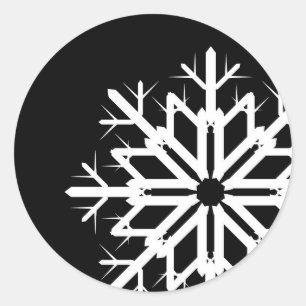 Schwarz-Weiß-Schneeflocken Runder Aufkleber