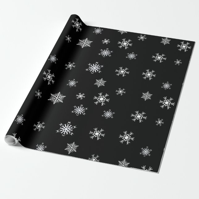 Schwarz-Weiß-Schneeflocken Weihnachten Geschenkpapier (Ungerollt)