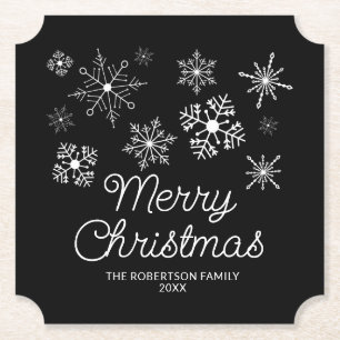 Schwarz-Weiß-Schneeflocken Weihnachts-Party Untersetzer