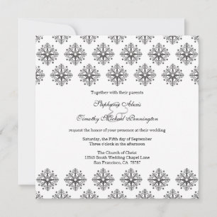 Schwarz + Weiß Schneeflocken Winterhochzeit Einladung