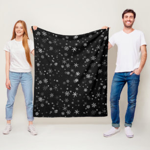 Schwarz-Weiß-Schneeflockenmuster Fleecedecke