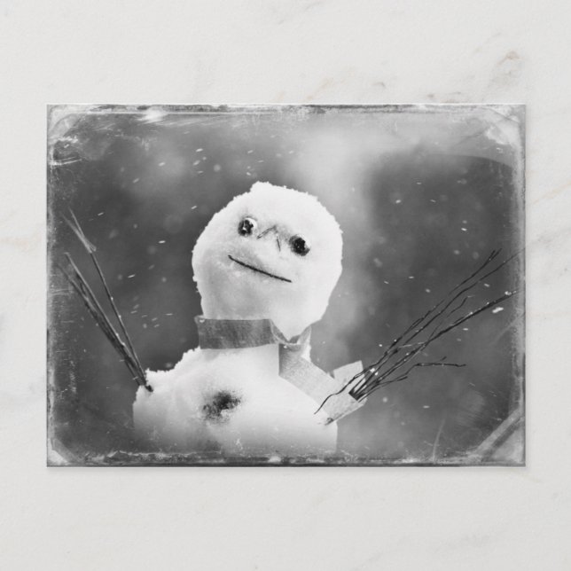 Schwarz-Weiß-Schneemann Postkarte (Vorderseite)