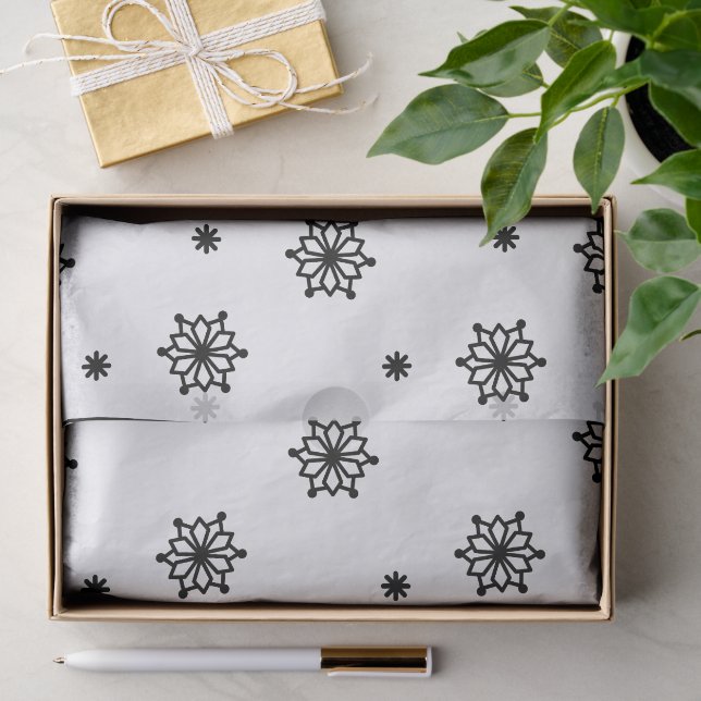 Schwarz-Weiß-Schneemuster-Design Seidenpapier (Geschenk)