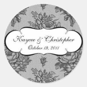 Schwarz-Weiß-Schnürsticker Runder Aufkleber