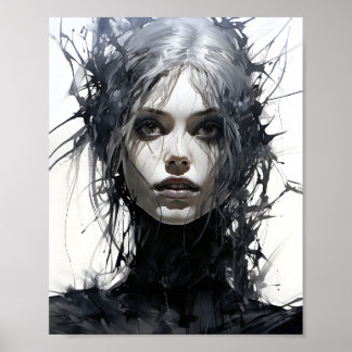 Schwarz-Weiß schöne Horror Fairy Poster