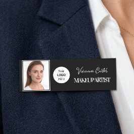 Schwarz Weiß Schrift Logo Foto Make-up Namensschild