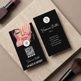 Schwarz Weiß Schrift Logo QR Code Foto Make-up Visitenkarte