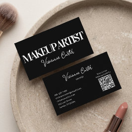 Schwarz Weiß Schrift Make-up Visitenkarte