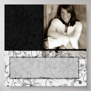 Schwarz-Weiß-Schriftrollposter, anpassbar Poster