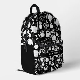 Schwarz-Weiß-Schulmaterial Bedruckter Rucksack
