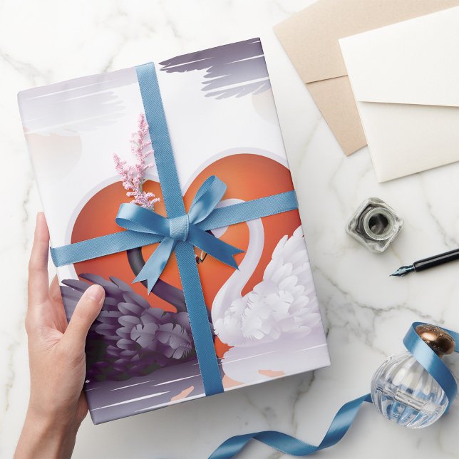 Schwarz-Weiß-Schwäne Geschenkpapier (Von Creator hochgeladen)