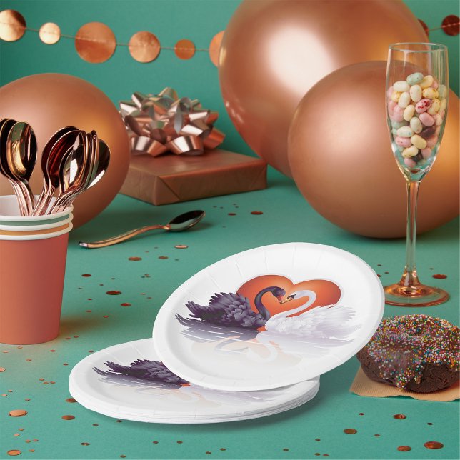 Schwarz-Weiß-Schwäne Pappteller (Von Creator hochgeladen)