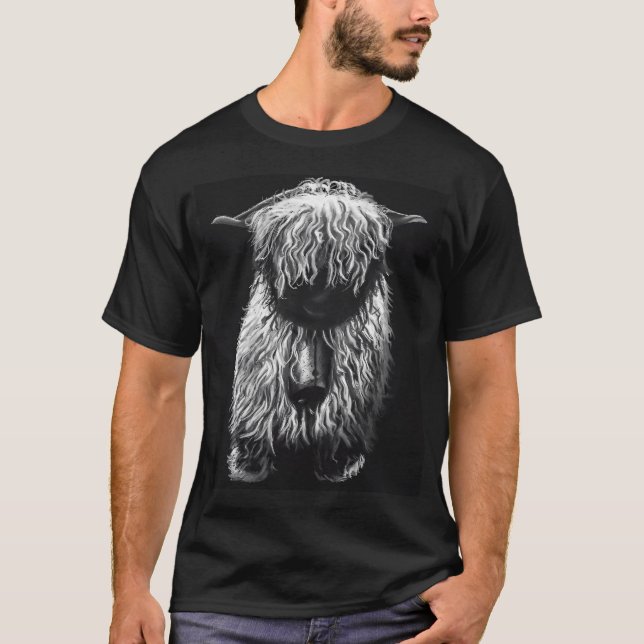 Schwarz-Weiß-Schweizer Wallis - Schaffenseefluff T-Shirt (Vorderseite)