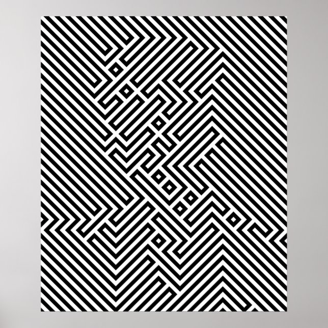 Schwarz-Weiß-Schwindel Optische Illusion Hypnotik Poster (Vorne)