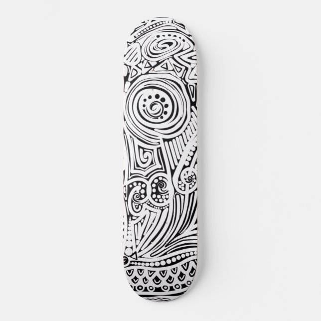 Schwarz-Weiß-Scratch und Dot-Art Skateboard (Vorderseite)