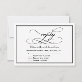 Schwarz-Weiß-Script-Antwort-Karte RSVP Karte