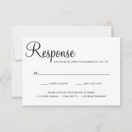Schwarz-Weiß-Script-Auswahl Hochzeit RSVP Karte