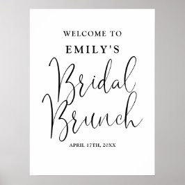 Schwarz-Weiß-Script-Bridal-Brunch Begrüßungszeiche Poster