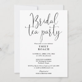 Schwarz-Weiß-Script-Bridal-Tee-Party-Dusche Einladung