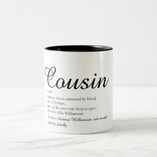 Schwarz-Weiß-Script Cool Cousin Definition  Zweifarbige Tasse