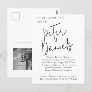 Schwarz-Weiß-Script-Foto Beerdigung Postkarte