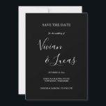 Schwarz-Weiß-Script-Hochzeit speichern Sie das Dat Save The Date<br><div class="desc">Schwarz-Weiß-Script-Hochzeit Sichern Sie die Datumskarte mit Signaturstil-Namen,  diese elegante Schwarz-Weiß-Save the Date-Karte kann mit Ihren besonderen Hochzeitstag-Informationen in chic Schrift personalisiert werden.</div>